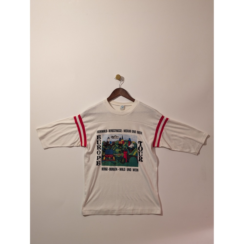 Artex Europe Tour Jersey Shirt Mens Small White Excellent Vintage Graphic Tee